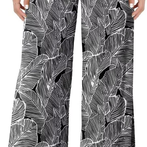 Women's Palazzo Lounge Pants Stretchy Wide Leg Casual Pants Comfy High Waist Flo - Picture 1 of 5